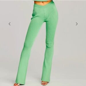 NWT SER.O.YA Ribbed,Straight,High Rise w/ V Waist Pant of Dahlia Set In Green🥝✨